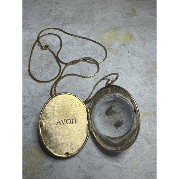 Vintage Avon Gold Tone with Orange Stone Perfume Locket - Picture 5 of 6